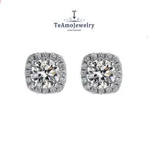 EM-202 S925 Square Moissanite Earrings, 0.5–3 ct square shape simple fashion accessories for daily wear, parties, holidays, gift for family and friends
