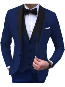 3-Piece Mens business Slim Fit Shawl Lapel One-Button Blazer Suit With Matching Vest and Pant groom's wedding dress and the best man's dress Suit Men's Business Suit Set, Wedding Groomsmen Jacket Vest Pants, Formal Wear, Long Sleeves, All Seasons