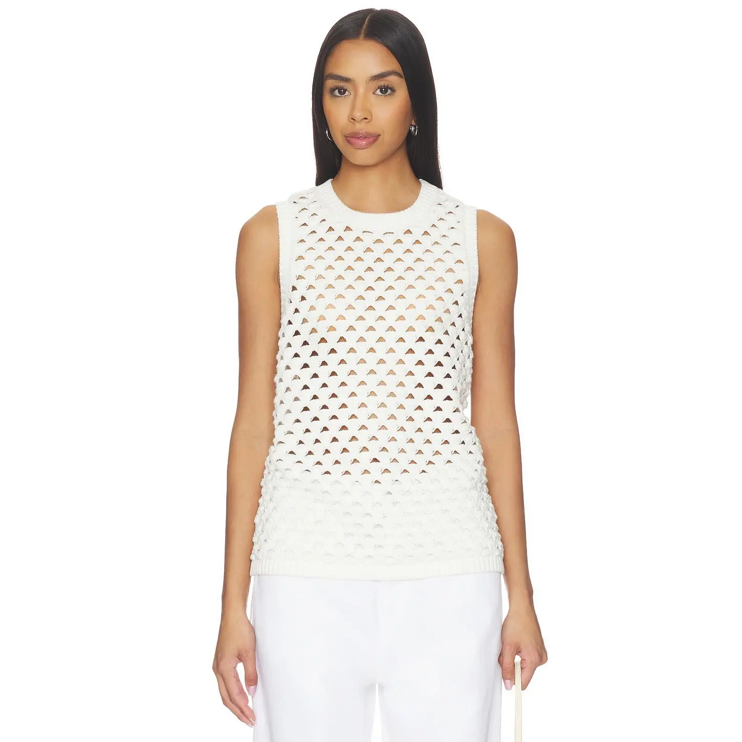 ALIGNE Jeanie Crochet Knitted Vest in White