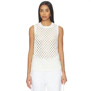 ALIGNE Jeanie Crochet Knitted Vest in White