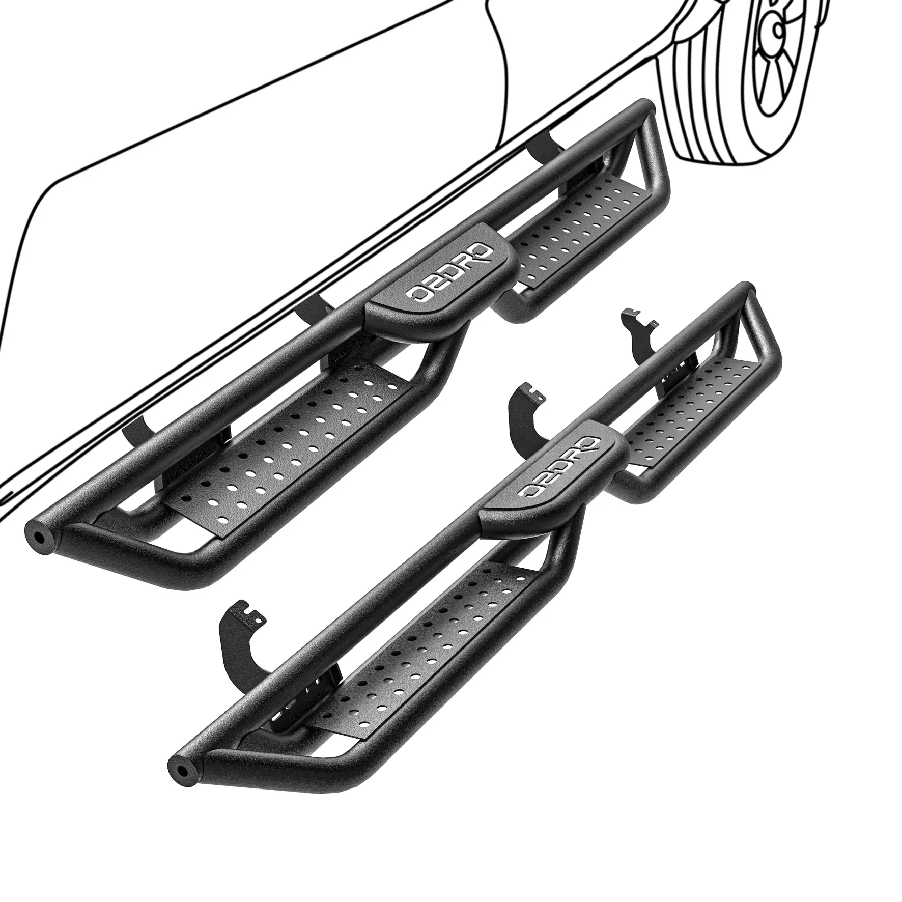 OEDRO 6" Running Boards Compatible with 2022-2025 Toyota Tundra Double Cab(2 Half-Size Rear Doors), Two Stairs Design