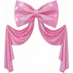 FUHSY Large Pink Bow for Coquette Room Decor 70x24 in Glitter Ribbon Tie Coquette Birthday Decorations 3D Stays Stiff Upright Giant Pastel Hot Pink Hanging Wall Decor for Ballerina Birt