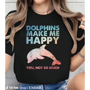 Dolphin Art Cotton Tee – Funny Design for Men and Women Dolphin Lovers