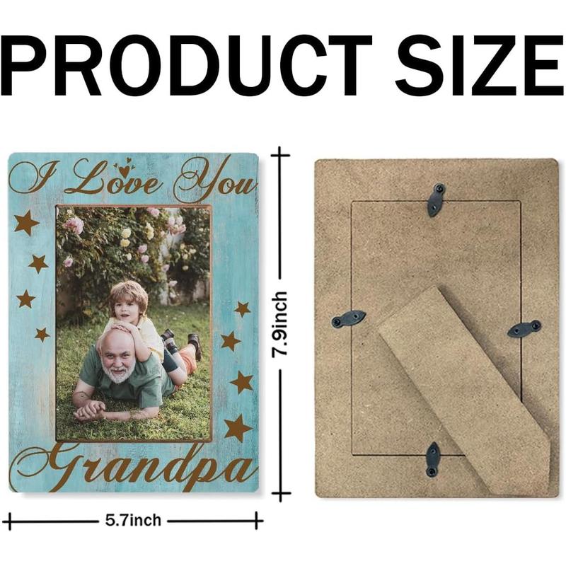 8x6 Picture Frame, Grandpas Photo Frame for  Decor, Father's Day  for Dad Grandpa, Grandfather Birthday  Idea,  Picture Frame for Wall & Tabletop Display, I Love You Grandpa