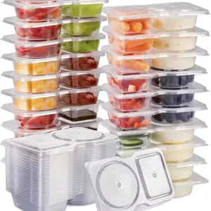 Kitchen Reusable Snack Containers with Lids, 20-Pack (40 Pieces) Including 2 Double Compartment Containers for Portion Control, Kids’ On-the-Go Meals & Camping Prep