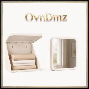 Fold-Out Convertible Wall Cabinet Desk - Wall-Mounted Floating Space-Saving Table for Laptop Use, Writing, Small Apartments, Home Organizer Storage Solution with Plastic Storage Container