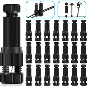 22Pack Low Voltage Waterproof Replacement Landscape Light Cable Connector 12-20 Gauge Wire Connectors for Landscape Lighting Path Lights(Black)