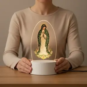 Christian Style Religious Night Light, USB Powered Small Lamp, Guadalupe Virgin Mary Prayer Symbol, Ambient Night Lights, Perfect for Home Decor, Bedroom, Living Room