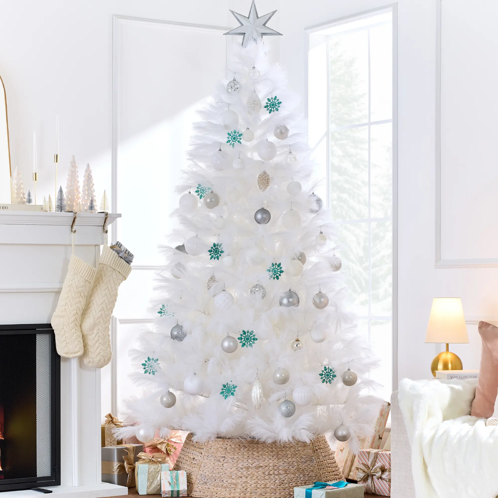 Best Choice Products Premium Artificial Pampas Christmas Trees, Multiple Colors & Sizes, Holiday Décor with Foldable Metal Base