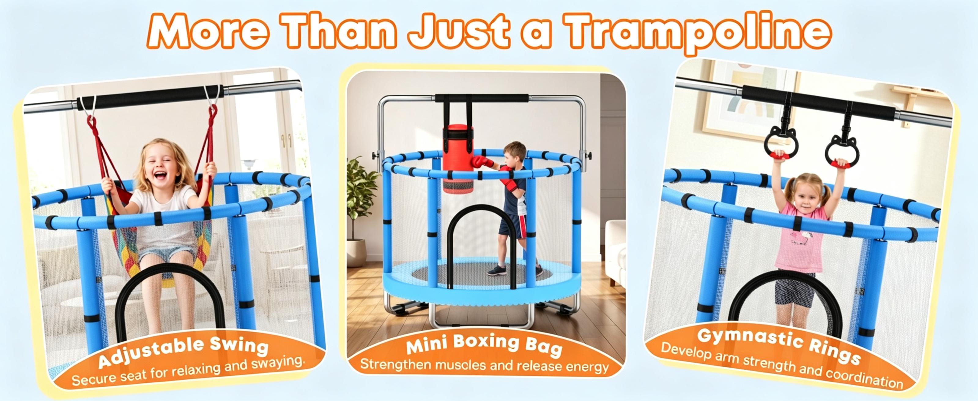 Toddler Trampoline with Safety Net,440lbs Kids Trampoline Indoor Outdoor,Mini Trampoline Playset for Boys & Girls, backtoschool, glowup