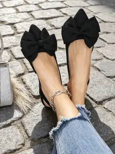 Comfortable Pointed Toe Shoes, Asymmetrical Design, Suedette Upper, Rubber Sole, Medium Width, Ideal for All Seasons, Fashionable & Stylish