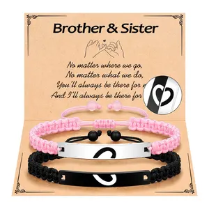 2Pcs Bracelets for Brother&Sister,Birthday Christmas Graduation Gifts for Brother Sister
