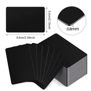 50 Pcs Metal Business Card Blanks Laser Engraving Premium Aluminum Sheet Multipurpose DIY Gift Metal Cards Black 86 X 54 X 0.8 MM