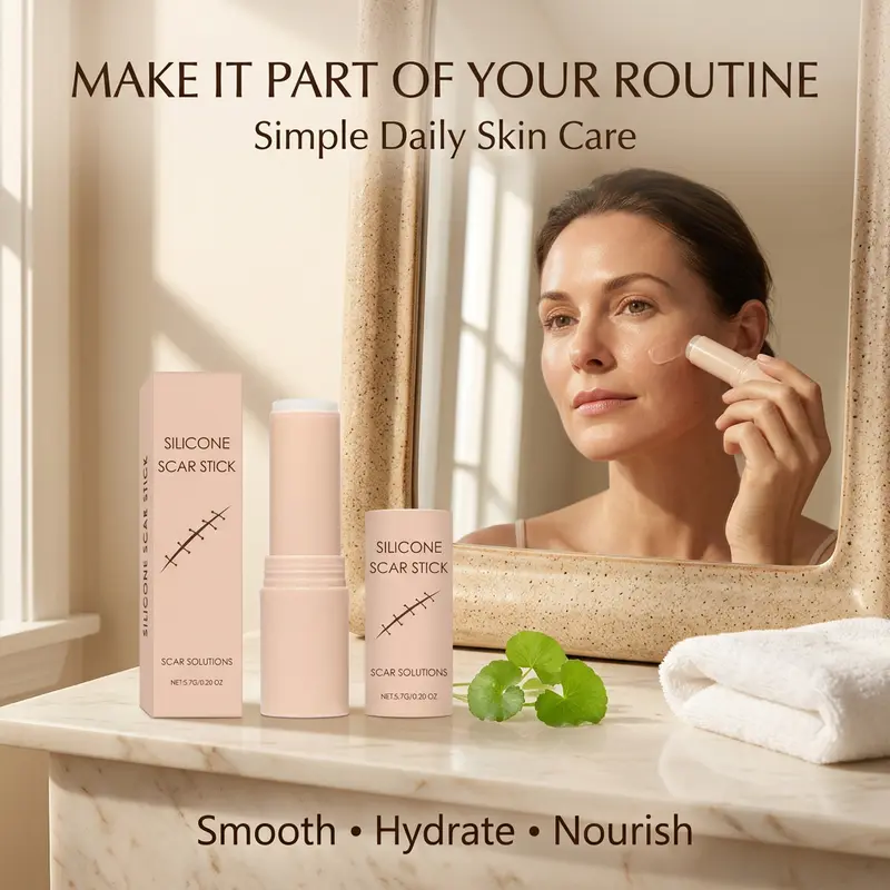 Silicone Hydrating Moisturizing Stick - 6g Travel Size, Alcohol-Free, All-Skin Gentle, Easy-Apply, Hyaluronic Acid & Centella Asiatica, Face+Body Use, Body Care, Prop 65 Safe, Daily Scar Smoothing