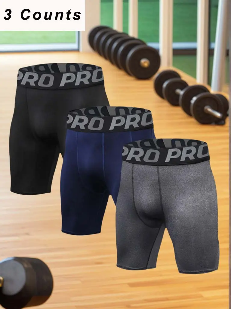 Compression Shorts Men 3 Pack Compression Underwear Spandex Running Shorts Workout Athletic Shorts