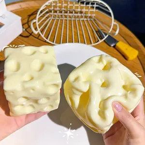Giant Cheese Squishy Toy Super Soft Slow Rising Squeeze Toy Stress Relief Fidget Toy for Adults Kids Cute Realistic Cheese Block Sensory Toy