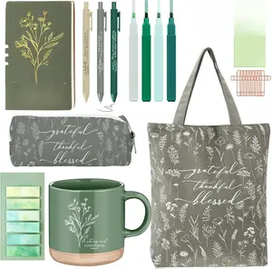 25 Pcs Bible Study Supplies Journaling Kit Women Girl Christian Leather Notebook Highlighter Pen Pouch Sticky Note Canvas Tote Mug Gift for Pastor Christmas Thanksgiving