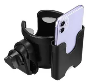 2-in-1 Universal Cup Holder | Suitable for bicycles, cars, motorcycles, walkers, and wheelchairs; 360° multifunctional cup holder for smartphones
