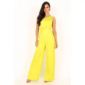 Isabel One Shoulder Jumpsuit - Lime