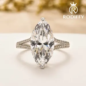 RODIFFY 4.0Ct Exquisite Split Shank Marquise Cut Engagement Ring In Sterling Silver for Women,5A Cubic Zirconia 925 Sterling Silver Wedding Ring