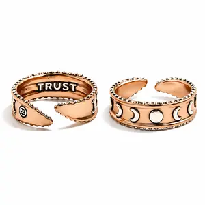 Trust Moon Phase Adjustable Ring - Customizable Fit, Lightweight Design, Ideal for Various Occasions Handmade Jewelry Copper Inlaid Zircon