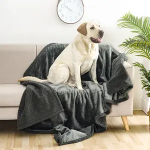 Waterproof Urine-Proof Pet Blanket | Machine-Washable Double-Sided Flannel & Sherpa Mat Waterproof Puppy Blanket