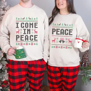 Matching Couples Ugly Christmas Sweater, Funny Couples Holiday Sweatshirt, Cute Xmas Gift for Him and Her, Cozy Cotton Christmas Tops