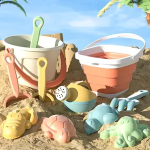 Foldable Buckets & Shovel and Sand Toys, Play Sand, Outdoor Plastic Beach Toy, Fun Summer Outdoor Activity Toys, Birthday Gift Toy