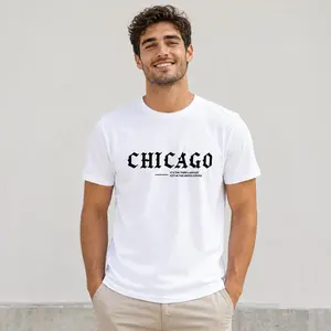 100 Cotton Chicago Graphic Tee Vintage City Letter T Shirt Casual Short Sleeve Unisex Top for Men Women