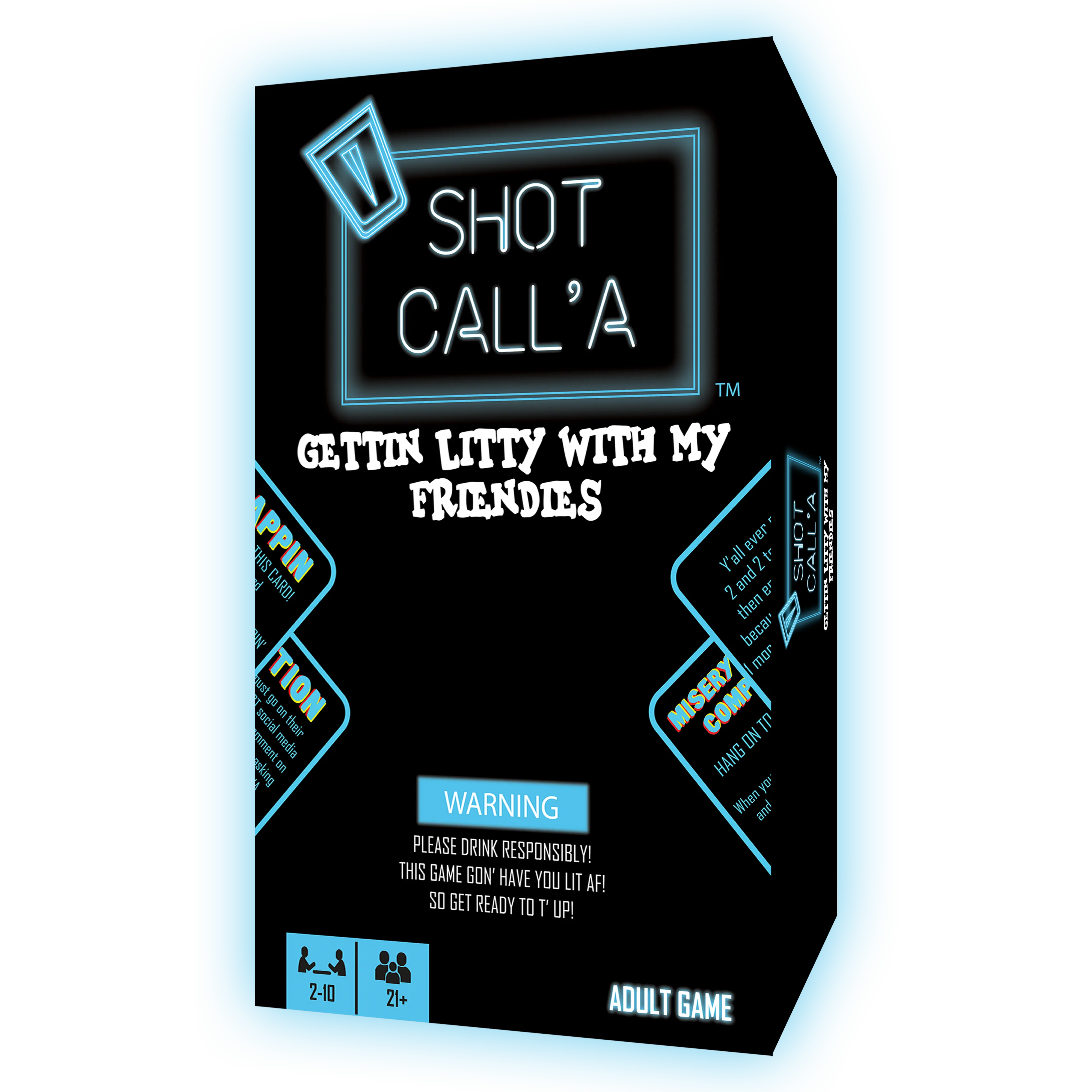 Shot Call'a: Getting Litty With My Friendies - Card Game with Over 100 Cards, Action Cards, Misery Cards, and More, Fun for 2-10 Players, 18+ Advised, Hilariously Real, College Games