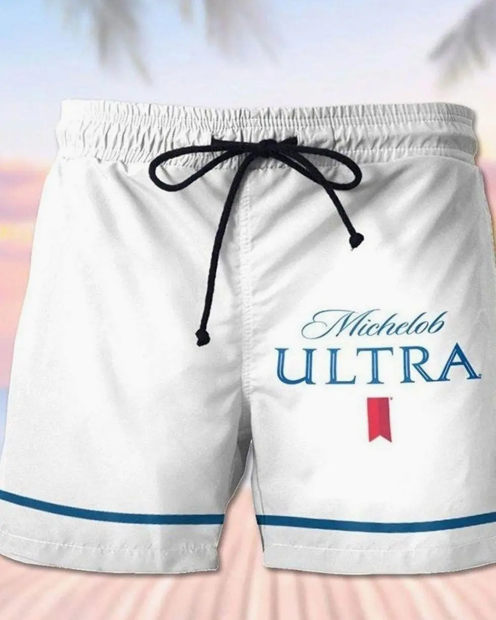Michelob Ultra Men's Casual Drinking Print Beach Shorts-032506 S92 BSW 7Z5