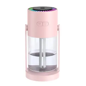 Ultra-Silent Oscillating Ultrasonic Humidifier - Compact Lightweight Automatic USB Power Mini Desktop Aroma Diffuser, 79x79x160mm, for Travel & Car Interior Use with Essential Oil Aromatherapy Adapter