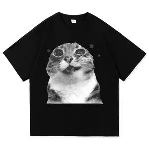 valentine shirts Camiseta Y2K con un divertido patrón de gato no creo que sea una camiseta de khmer para mujeres