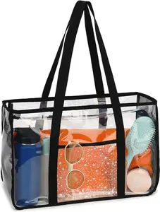 Clear Beach Bag for Women, Large Pool Tote Cruise Vacation Essentials - Zipper Closure, , Sandproof