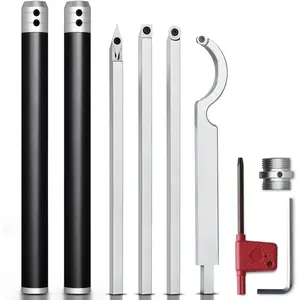 Latest Upgraded Lathe Turning Tools, Christmas Gifts, Wood Lathe Tools with Removable Handle, Turning Tool with Adjustable Connector Alloy Tool Set including Swan Neck Hollower, Rougher, Finisher