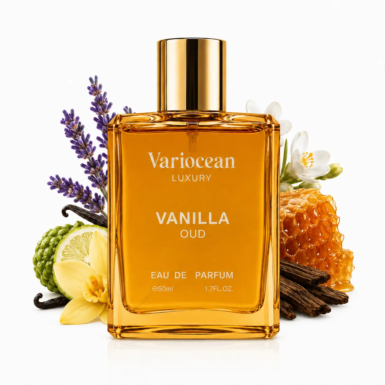 Variocean Luxury's Honey Oud EDP  Perfume 50ml (1.7 fl oz) | Long-Lasting Unisex Scent | Patchouli, Vanilla, Bergamot | Floral & Spicy Fragrance