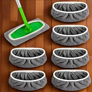 7pcs set of high-quality reusable mop replacement pads: washable, durable, dual-use for dry and wet with high absorbency