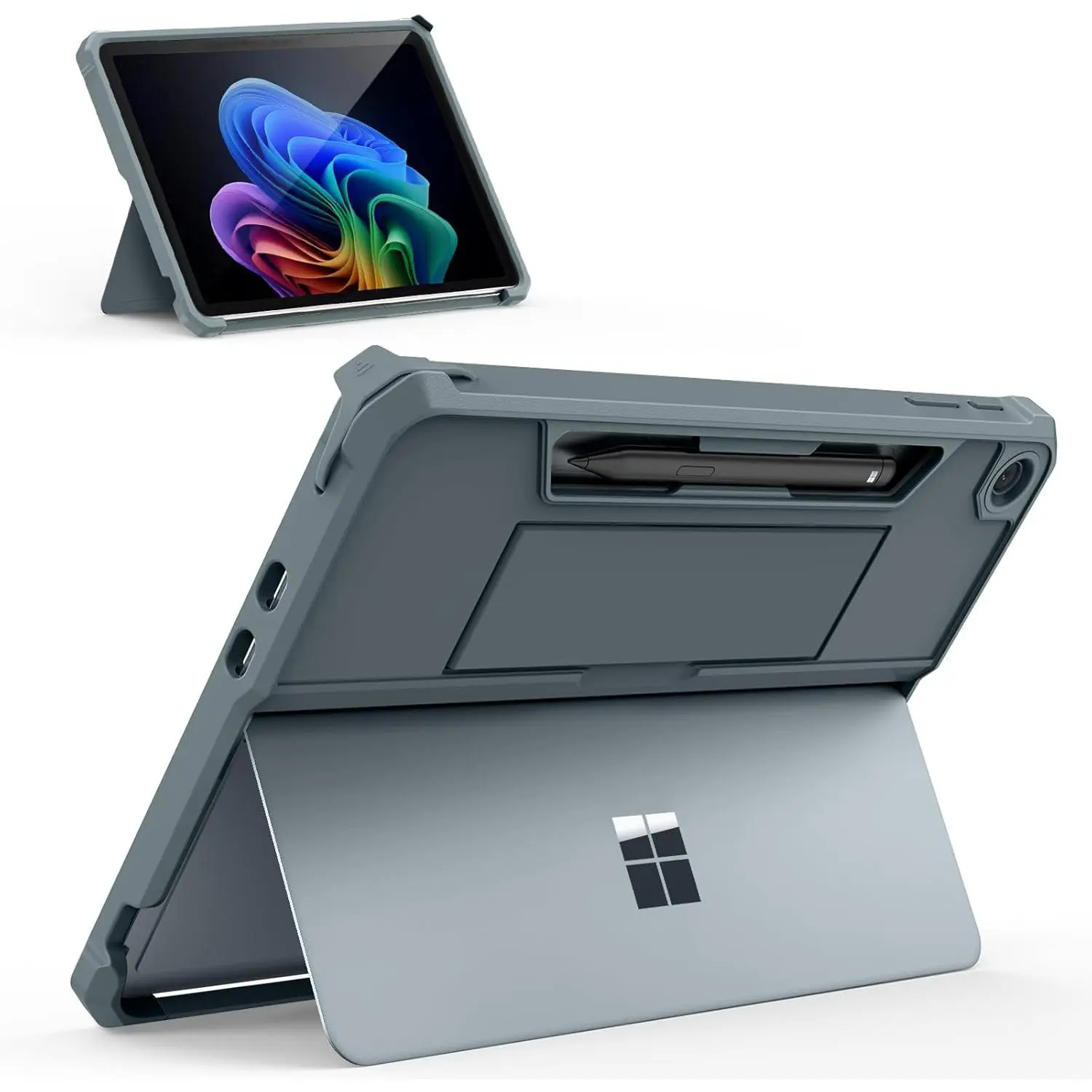 Case for New Microsoft Surface Pro 12 Inch 2025 Released, All-in-One Protective Rugged Cover with Back Pen Holder & Hand Strap