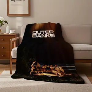 Outer Banks Blanket Flannel Style Cozy Travel Blanket With Vibrant Adventure-Inspired Artwork, Ultra-Soft Warm Throw Perfect For Sofa Lounge, Bed Blanket Layering, Camping Nights, And Beach Vibes