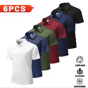 6-pack men’s short-sleeve polo shirts, multicolor set, breathable and comfortable, lightweight, stylish and versatile, dopamine color palette—great gifts for friends, husbands, and family.,summervibes