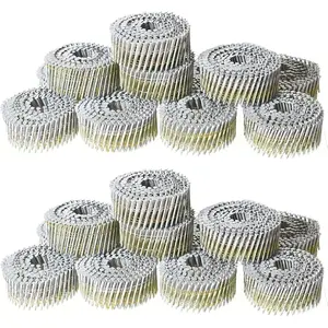 /4Inch x 0.092Inch Collated Wire Coil Siding Nails, 15- Full Round-, Ring Shank, Hot-Dipped Galvanized, 3600 Count