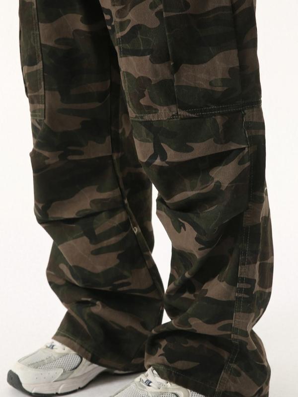 2026 New Arrival Multi Pocket Vintage Camo Jeans Heavy Duty Pleated Straight Leg Casual for Men Camouflage