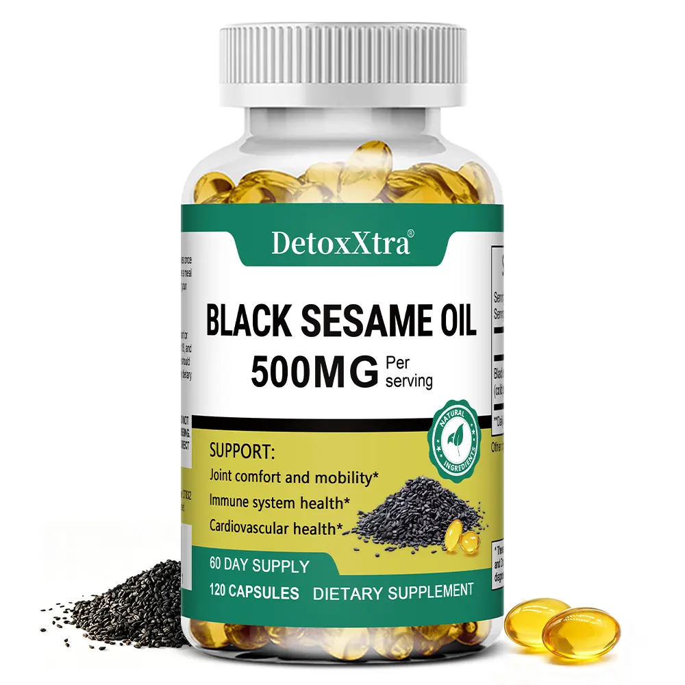 Black sesame Oil Health Supplement , ​​Supports Cardiovascular Health and Joint Health, 120 Capsules