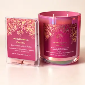 Bellini Bliss Bundle Strawberry Peach Prosecco Candle Wax Melts Coconut Beeswax Aromatic Home Fragrance