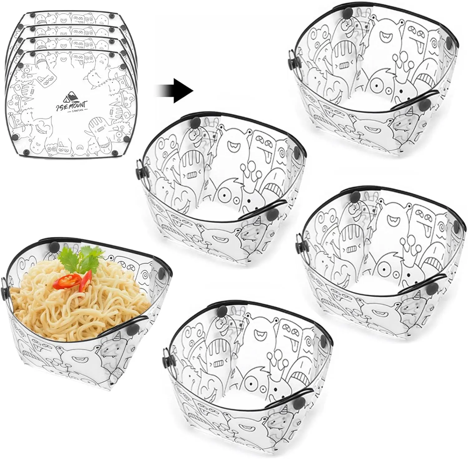 Collapsible Bowl Set,Portable Mess Kit,Food Grade Material Free Folding Bowl for Lunch Family Picnic,7×5.5×3.5 Inches,4 Pieces.Gift..
