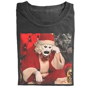 Retro Terrifier Santa Funny T-Shirt, Comfort Christmas Horror Tee, Bloody Claus Ax Gift, Gothic Holiday Clothes, Funny Anti-Christmas, Horror Fan Gift, Gift For Her, Him, Streetwear, Viral Tee, TikTok Trending