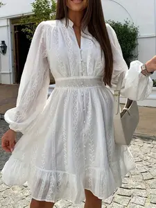 Boho Chic Bohemian Elegant Short Sleeve Dress, All-Over Print Design, Perfect for Weddings & Spring/summer Events, Unique Leaf Hem Detailing