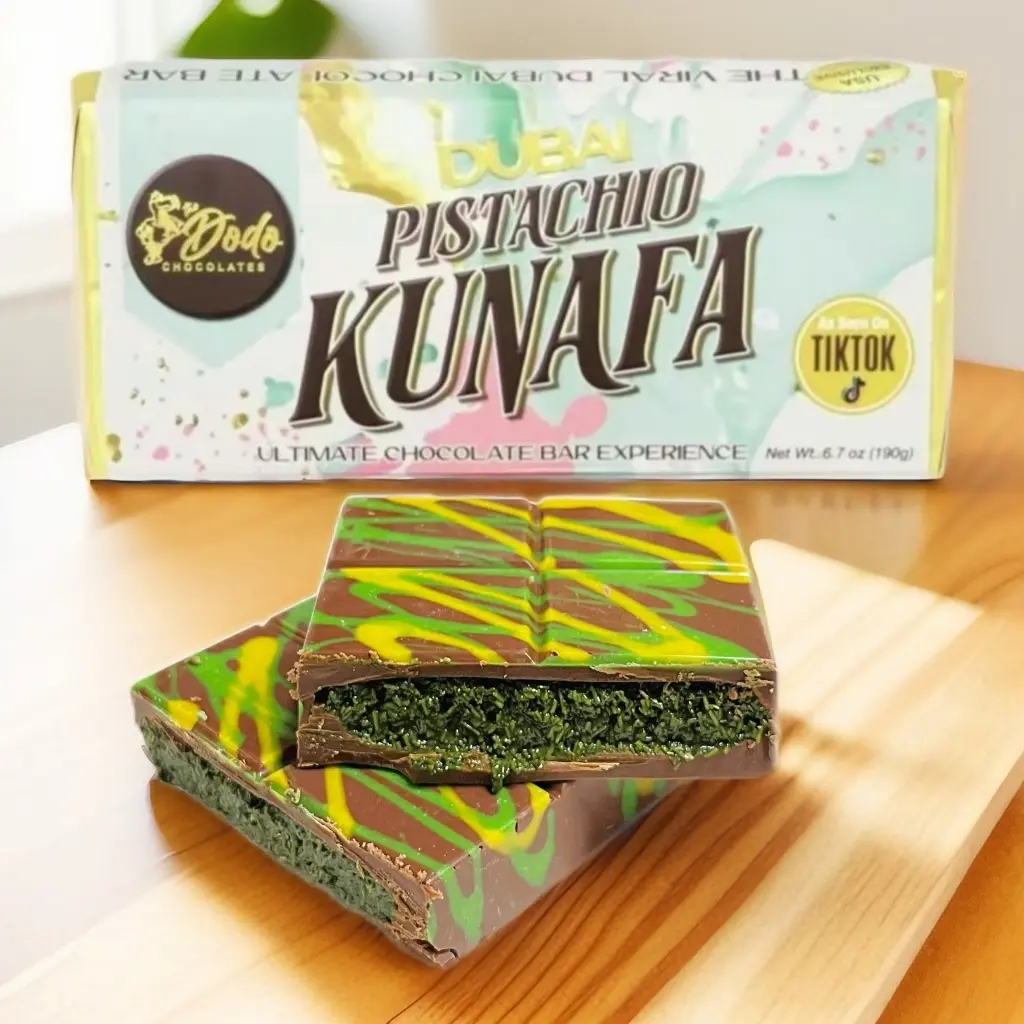 The Viral Dubai Milk Chocolate Pistachio Kunafa Chocolate Bar: A Dreamy Dessert Indulgence Snack Bonbon Flavor dubai chocolate bar kit dubai chocolate bars dubai chocolate jar snack boxes dubai chocolate kit dubai chocolate jar no peanut butter Indulgent