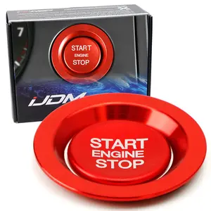 iJDMTOY Red Aluminum Keyless Engine Push Start Button & Surrounding Ring For Newer Models of Range Rover/Discovery or XJ XF XE F-Type F-Pace Ignition Push Starter