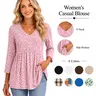 WIHOLL 3/4 Length Sleeve Womens Tops 2025 Blouses for Women Dressy Casual Fashion Clothing V Neck Babydoll Tops Fall Outfits